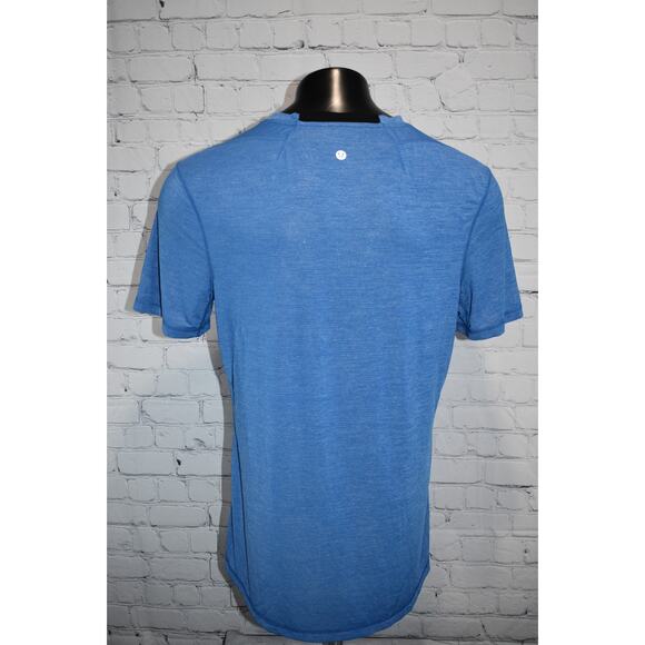 Lululemon Gym Shirt Mens Size Large Performance Polyester Blend Blue - Picture 7 of 9